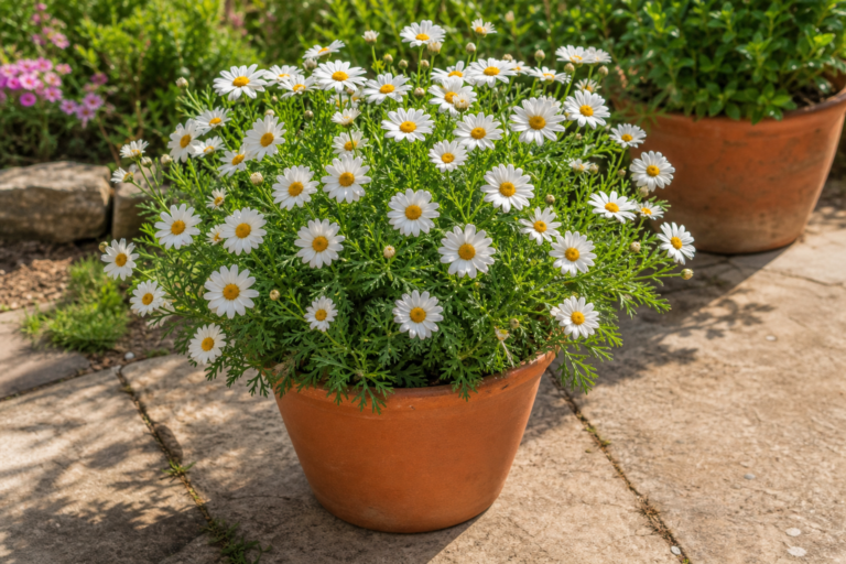 Cuidados de Argyranthemum: riego, sol, poda, maceta y errores comunes